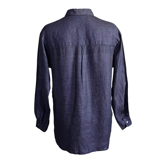 J McLaughlin Fallon Tunic Top Size Small Linen Blue Popover Loose Fit Breathable - Picture 7 of 12